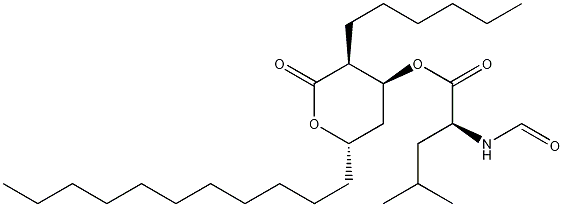 N-Formyl-L-leucine (3S,4S,6S)-3-Hexyltetrahydro-2-oxo-6-undecyl-2H-pyran-4-yl Ester CAS#: 130676-65-2
