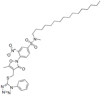 N-Hexadecyl-N-methyl-4-[5-methyl-3-oxo-4-[(1-phenyl-1H-tetrazol-5-yl)thiomethyl]-2,3-dihydroisoxazol-2-yl]-3-nitrobenzenesulfonamide CAS#: 121709-83-9