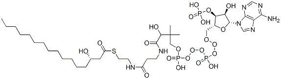 S-[2-[3-[[4-[[[(2R,3S,4R,5R)-5-(6-aminopurin-9-yl)-4-hydroxy-3-phosphonooxyoxolan-2-yl]methoxy-hydroxyphosphoryl]oxy-hydroxyphosphoryl]oxy-2-hydroxy-3,3-dimethylbutanoyl]amino]propanoylamino]ethyl] (3S)-3-hydroxyhexadecanethioate CAS#: 35106-50-4