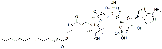 S-[2-[3-[[4-[[[(2R,3S,4R,5R)-5-(6-aminopurin-9-yl)-4-hydroxy-3-phosphonooxyoxolan-2-yl]methoxy-hydroxyphosphoryl]oxy-hydroxyphosphoryl]oxy-2-hydroxy-3,3-dimethylbutanoyl]amino]propanoylamino]ethyl] (E)-tetradec-2-enethioate CAS#: 38795-33-4