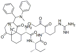 alpha-(1,7-diaza-5-(alpha-(phenylmethylamino)phenylmethyl)-2,6-dioxobicyclo(5.4.0)undecan-8-yl)glycyl-isoleucyl-argininyl chloromethyl ketone CAS#: 141650-30-8