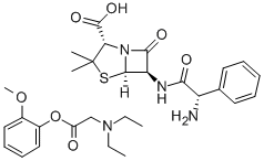 diethyl[2-(2-methoxyphenoxy)-2-oxoethyl]ammonium [2S-[2alpha,5alpha,6beta(S*)]]-6-[(aminophenylacetyl)amino]-3,3-dimethyl-7-oxo-4-thia-1-azabicyclo[3.2.0]heptane-2-carboxylate CAS#: 34205-43-1