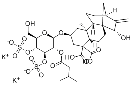 dipotassium dihydrogen 15alpha-hydroxy-2beta-[[2-O-isovaleryl-3,4-di-O-sulphonato-beta-D-glucopyranosyl]oxy]kaur-16-ene-18,19-dioate CAS#: 33286-30-5