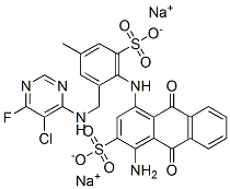 disodium 1-amino-4-(2-(5-chloro-6-fluoro-pyrimidin-4-ylamino-methyl)-4-methyl-6-sulfo-phenylamino)-9,10-dioxo-9,10-dihydro-anthracene-2-sulfonate CAS#: 149530-93-8