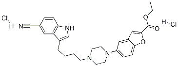 ethyl 5-(4-(4-(5-cyano-1H-indol-3-yl)butyl)piperazin-1-yl)benzofuran-2-carboxylate (dihydrochloride) CAS#: 163521-09-3