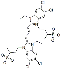 hydrogen 5,6-dichloro-2-[3-[5,6-dichloro-1-ethyl-1,3-dihydro-3-(3-sulphonatobutyl)-2H-benzimidazol-2-ylidene]propen-1-yl]-1-ethyl-3-(3-sulphonatobutyl)-1H-benzimidazolium CAS#: 3325-10-8