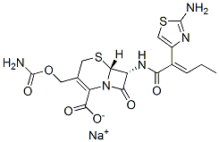 sodium (6R,7R)-7-[[(E)-2-(2-amino-1,3-thiazol-4-yl)pent-2-enoyl]amino] -3-(carbamoyloxymethyl)-8-oxo-5-thia-1-azabicyclo[4.2.0]oct-2-ene-2-ca rboxylate CAS#: 152824-70-9