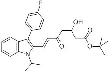 tert-Butyl (E)-7-[3'-(4''-fluorophenyl)-1'-methylethyl-indol-2'-yl]-3-hydroxy-5-oxo-6-heptenoate CAS#: 375846-25-6