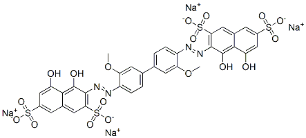 tetrasodium 3,3'-[(3,3'-dimethoxy[1,1'-biphenyl]-4,4'-diyl)bis(azo)]bis[4,5-dihydroxynaphthalene-2,7-disulphonate] CAS#: 4198-19-0