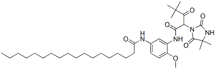 1-Imidazolidinacetamid, alpha-(2,2-dimethyl-1-oxopropyl)-N-[2-methoxy-5-[(1-oxooctadecy)amino]phenyl]-4,4-dimethyl-2,5-dioxo- CAS#: 150919-56-5