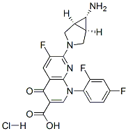 1,8-Naphthyridine-3-carboxylic acid, 7-(6-amino-3-azabicyclo3.1.0hex-3-yl)-1-(2,4-difluorophenyl)-6-fluoro-1,4-dihydro-4-oxo-, monohydrochloride, (1.alpha.,5.alpha.,6.alpha.)- CAS#: 146961-34-4