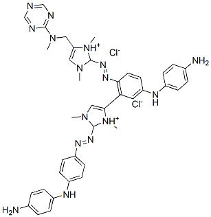 1H-Imidazolium, 2,2-6-(dimethylamino)-1,3,5-triazine-2,4-diylbis(imino-4,1-phenyleneimino-4,1-phenyleneazo)bis1,3-dimethyl-, dichloride CAS#: 174514-06-8