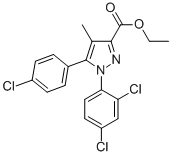1H-Pyrazole-3-carboxylic acid, 5-(4-chlorophenyl)-1-(2,4-dichlorophenyl)-4-methyl-, ethyl ester CAS#: 158941-22-1