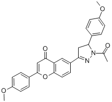 1H-Pyrazole, 4,5-dihydro-1-acetyl-5-(4-methoxyphenyl)-3-(2-(4-methoxyp henyl)-4-oxo-4H-1-benzopyran-6-yl)- CAS#: 154185-85-0
