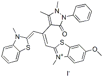 2-[2-(2,3-dihydro-1,5-dimethyl-3-oxo-2-phenyl-1H-pyrazol-4-yl)-3-(3-methyl-3H-benzothiazol-2-ylidene)prop-1-enyl]-6-methoxy-3-methylbenzothiazolium iodide CAS#: 42034-61-7