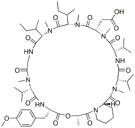 2-[(3S,6S,9S,15S,18S,21S,24S,27S,30S)-15,18-dibutan-2-yl-6-[(4-methoxy phenyl)methyl]-3,10,16,19,22,28-hexamethyl-2,5,8,11,14,17,20,23,26,29- decaoxo-9,24,27-tripropan-2-yl-4-oxa-1,7,10,13,16,19,22,25,28-nonazabi cyclo[28.4.0]tetratriacont-21-yl]acetic acid CAS#: 159404-79-2