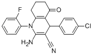 2-amino-4-(4-chlorophenyl)-1-(2-fluorophenyl)-5-oxo-1,4,5,6,7,8-hexahydro-3-quinolinecarbonitrile CAS#: 350511-73-8