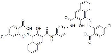 2,2'-[1,4-Phenylenebis[iminocarbonyl(2-hydroxy-3,1-naphthalenediyl)azo]]bis[4-chlorobenzoic acid methyl] ester CAS#: 42222-36-6