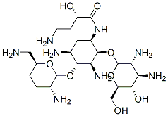 (2S)-4-amino-N-[(1R,2S,3S,4R,5S)-3,5-diamino-4-[(2R,3R,6S)-3-amino-6-( aminomethyl)oxan-2-yl]oxy-2-[(2S,3R,4R,5S,6R)-3,4-diamino-5-hydroxy-6- (hydroxymethyl)oxan-2-yl]oxy-cyclohexyl]-2-hydroxy-butanamide CAS#: 161822-04-4