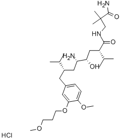 (2S,4S,5S,7S)-7-(3-(3-Methoxypropoxy)-4-methoxybenzyl)-5-amino-N-(2-carbamoyl-2-methylpropyl)-4-hydroxy-2-isopropyl-8-methylnonanamide hydrochloride CAS#: 173399-03-6