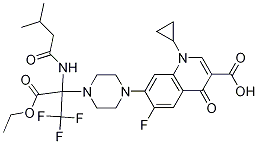 3-Quinolinecarboxylic acid, 1-cyclopropyl-7-[4-[1-(ethoxycarbonyl)-2,2,2-trifluoro-1-[(3-Methyl-1-oxobutyl)aMino]ethyl]-1-piperazinyl]-6-fluoro-1,4-dihydro-4-oxo- CAS#: 354535-40-3