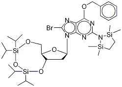 N2-(1,1,4,4-Tetramethyldisilylazacyclopentanyl)-O6-benzyl-8-bromo-N9-[3’,5’-O-(1,1,3,3-tetrakis(isopropyl)-1,3-disiloxanediyl)--D-2’-deoxyribofuranosyl]guanine CAS#: 328394-28-1