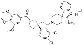 4-Piperidinecarboxamide, 1-(2-((3R)-3-(3,4-dichlorophenyl)-1-(3,4,5-tr imethoxybenzoyl)-3-pyrrolidinyl)ethyl)-4-phenyl-, monohydrochloride CAS#: 167261-60-1