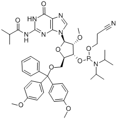 5'-O-(4,4-Dimethoxytrityl)-2'-O-methyl-N-isobutyrylguanosine-3'-(2-cyanoethyl-N,N-diisopropyl)phosphoramidite CAS#: 150780-67-9
