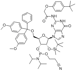 5'-O-(4,4-Dimethoxytrityl)-2'-O-[(tert-butyl)dimethylsilyl]-N-[[4-(tert-butyl)phenoxy]acetyl]guanosine-3'-(2-cyanoethyl-N,N-diisopropyl)phosphoramidite CAS#: 149989-68-4