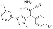 6-amino-4-(4-bromophenyl)-1-(3-chlorophenyl)-3-methyl-1,4-dihydropyrano[2,3-c]pyrazole-5-carbonitrile CAS#: 332052-35-4