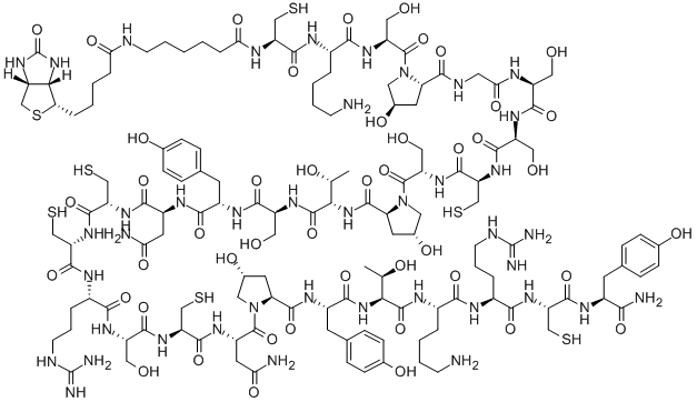 BIOTINYL-EPSILONAHX-CYS-LYS-SER-HYP-GLY-SER-SER-CYS-SER-HYP-THR-SER-TYR-ASN-CYS-CYS-ARG-SER-CYS-ASN-HYP-TYR-THR-LYS-ARG-CYS-TYR-NH2 CAS#: 151928-23-3