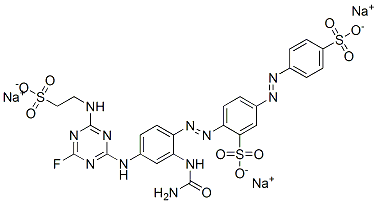 Benzenesulfonic acid, 2-2-(aminocarbonyl)amino-4-4-fluoro-6-(2-sulfoethyl)amino-1,3,5-triazin-2-ylaminophenylazo-5-(4-sulfophenyl)azo-, sodium salt CAS#: 146177-84-6