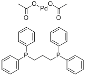 Diacetato 1,3-bis(diphenyl phosphino) propane palladium (II) Coupling reactions. Carbonylation. Solubility: S. acetic acid, chloroform, methanol sl.s acetone, v.sl.s toluene CAS#: 149796-59-8