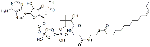 S-[2-[3-[[(2R)-4-[[[(2R,3R,5R)-5-(6-aminopurin-9-yl)-4-hydroxy-3-phosphonooxyoxolan-2-yl]methoxy-hydroxyphosphoryl]oxy-hydroxyphosphoryl]oxy-2-hydroxy-3,3-dimethylbutanoyl]amino]propanoylamino]ethyl] (Z)-tetradec-11-enethioate CAS#: 150883-39-9