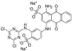 disodium 1-amino-4-[3-[(4,6-dichloro-1,3,5-triazin-2-yl)amino]-4-sulphonatoanilino]-9,10-dihydro-9,10-dioxoanthracene-2-sulphonate CAS#: 4499-01-8