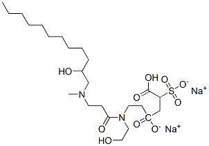 disodium 4-[2-[[3-[(2-hydroxydodecyl)methylamino]-1-oxopropyl](2-hydroxyethyl)amino]ethyl] 2-sulphonatosuccinate CAS#: 41344-13-2