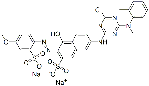 disodium 7-[4-chloro-6-(N-ethyl-o-toluidino)-1,3,5-triazin-2-ylamino]-4-hydroxy-3-(4-methoxy-2-sulfonatophenylazo)-2-naphthalenesulfonate CAS#: 147703-64-8
