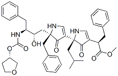 methyl (2R)-2-[(5S)-5-[(5S)-5-benzyl-5-[(2S,3S)-2-hydroxy-3-[[(3S)-oxo lan-3-yl]oxycarbonylamino]-4-phenyl-butyl]-4-oxo-1H-pyrrol-3-yl]-5-(2- methylpropyl)-4-oxo-1H-pyrrol-3-yl]-3-phenyl-propanoate CAS#: 173091-94-6