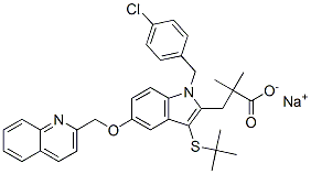 sodium 3-[1-[(4-chlorophenyl)methyl]-5-(quinolin-2-ylmethoxy)-3-tert-butylsulfanyl-indol-2-yl]-2,2-dimethyl-propanoate CAS#: 147030-01-1