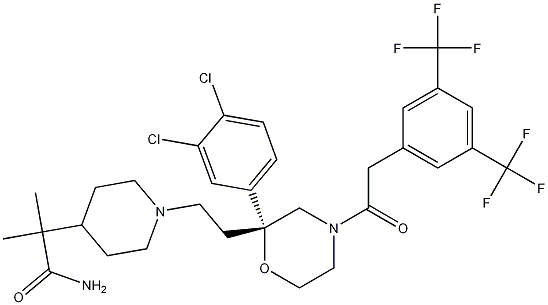 1-[2-[(2R)-4-[2-[3,5-Bis(trifluoromethyl)phenyl]acetyl]-2-(3,4-dichlorophenyl)-2-morpholinyl]ethyl]-alpha,alpha-dimethyl-4-piperidineacetamide CAS#: 537034-22-3