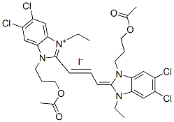 1-[3-(acetoxy)propyl]-2-[3-[1-[3-(acetoxy)propyl]-5,6-dichloro-3-ethyl-1,3-dihydro-2H-benzimidazol-2-ylidene]-1-propenyl]-5,6-dichloro-3-ethyl-1H-benzimidazolium iodide CAS#: 51829-30-2