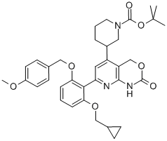 1-Piperidinecarboxylic acid, 3-[7-[2-(cyclopropylmethoxy)-6-[(4-methoxyphenyl)methoxy]phenyl]-1,4-dihydro-2-oxo-2H-pyrido[2,3-d][1,3]oxazin-5-yl]-, 1,1-dimethylethyl ester CAS#: 406213-01-2
