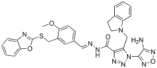 1H-1,2,3-Triazole-4-carboxylicacid,1-(4-amino-1,2,5-oxadiazol-3-yl)-5-[(2,3-dihydro-1H-indol-1-yl)methyl]-,[[3-[(2-benzoxazolylthio)methyl]-4-methoxyphenyl]methylene]hydrazide(9CI) CAS#: 596097-29-9