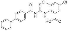 2-[[[([1,1'-BIPHENYL]-4-YLCARBONYL)AMINO]THIOXOMETHYL]AMINO]-3,5-DICHLORO-BENZOIC ACID CAS#: 532430-23-2