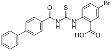 2-[[[([1,1'-BIPHENYL]-4-YLCARBONYL)AMINO]THIOXOMETHYL]AMINO]-5-BROMO-BENZOIC ACID CAS#: 586393-83-1