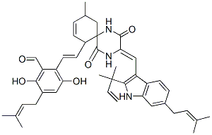 2-[2-[3-[[2-(1,1-Dimethyl-2-propenyl)-6-(3-methyl-2-butenyl)-1H-indol-3-yl]methylene]-10-methyl-2,5-dioxo-1,4-diazaspiro[5.5]undec-8-en-7-yl]vinyl]-3,6-dihydroxy-5-(3-methyl-2-butenyl)benzaldehyde CAS#: 58098-51-4