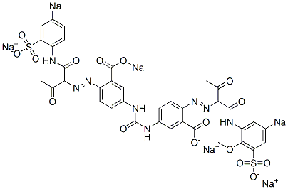 2-[[2-Oxo-1-[(2-methoxy-5-sodiosulfophenyl)aminocarbonyl]propyl]azo]-5-[N'-[3-sodiooxycarbonyl-4-[[2-oxo-1-[(4-sodiosulfophenyl)aminocarbonyl]propyl]azo]phenyl]ureido]benzoic acid sodium salt CAS#: 6391-32-8