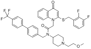 2-[[(2,3-Difluorophenyl)methyl]thio]-N-[1-(2-methoxyethyl)-4-piperidinyl]-4-oxo-N-[[4'-(trifluoromethyl)[1,1'-biphenyl]-4-yl]methyl]-1(4H)-quinolineacetamide CAS#: 412950-08-4