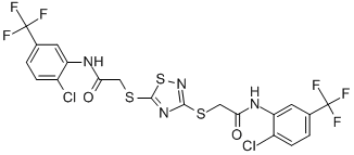 2-{[3-({2-[2-chloro-5-(trifluoromethyl)anilino]-2-oxoethyl}sulfanyl)-1,2,4-thiadiazol-5-yl]sulfanyl}-N-[2-chloro-5-(trifluoromethyl)phenyl]acetamide CAS#: 400864-19-9