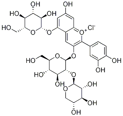 2-(3,4-Dihydroxyphenyl)-5-(beta-D-glucopyranosyloxy)-7-hydroxy-3-[(2-O-beta-D-xylopyranosyl-beta-D-glucopyranosyl)oxy]-1-benzopyrylium chloride CAS#: 53925-33-0
